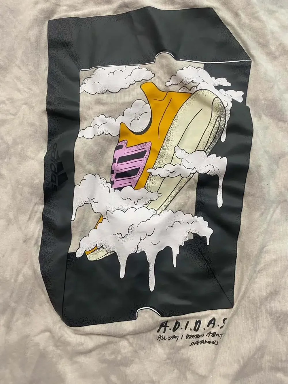 Adidas Men's All Day I Dream About Sneakers Tie-Dye Graphic T-Shirt Size L